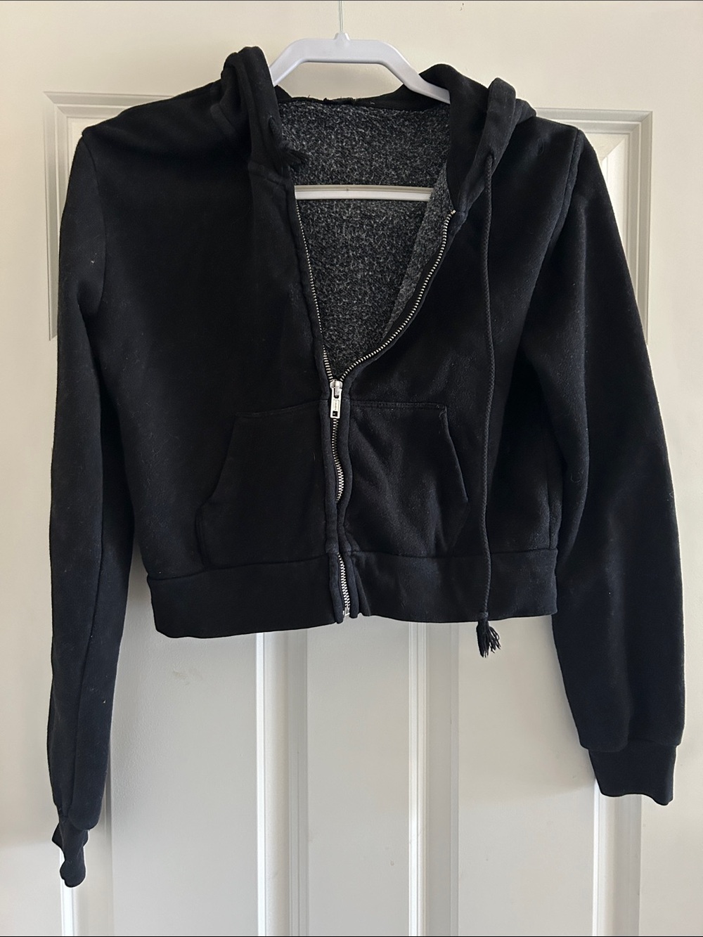 Brandy Melville Black Zip-Up Hooded Jacket
